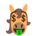 Pferd + Gesicht mit Dollarzeichen