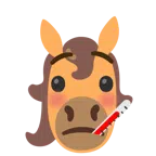 Pferd + Gesicht mit Fieberthermometer