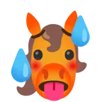 Pferd + schwitzendes Gesicht