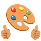 pulgar hacia arriba + paleta de pintor