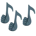 pulgar hacia arriba + notas musicales