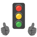 pulgar hacia arriba + semáforo