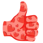 pulgar hacia arriba + corazón rojo