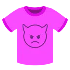 camiseta + rosto zangado com chifres