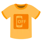 camiseta + telefone celular desligado
