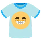 camiseta + rosto contente com olhos sorridentes