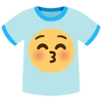 camiseta + rosto beijando com olhos fechados
