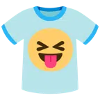 camiseta + rosto com olhos semicerrados e língua para fora