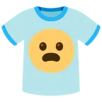 camiseta + rosto franzido com boca aberta
