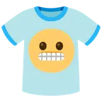 camiseta + rosto expressando desagrado
