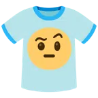 camiseta + rosto com sobrancelha levantada
