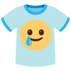 camiseta + rosto sorridente com lágrima