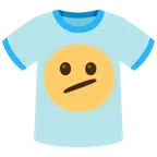 camiseta + rosto com boca diagonal