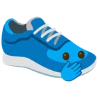 scarpa sportiva + faccina con occhi aperti e mano sulla bocca
