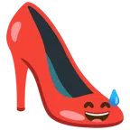 scarpa con il tacco + faccina con sorriso e goccia di sudore