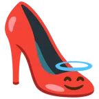 scarpa con il tacco + faccina con sorriso e aureola