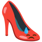 scarpa con il tacco + faccina abbattuta sudata