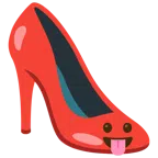 scarpa con il tacco + faccina che mostra la lingua