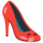 scarpa con il tacco + faccina con mano sulla bocca
