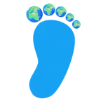 huellas de pies + globo terráqueo mostrando Europa y África