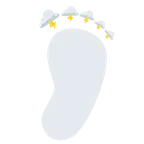 huellas de pies + nube con rayo