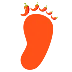 huellas de pies + chile picante