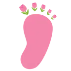 huellas de pies + tulipán