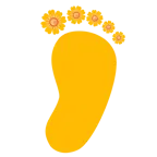 huellas de pies + flor