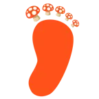 huellas de pies + champiñón