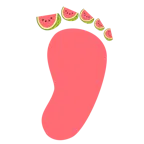 huellas de pies + sandía