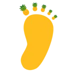 huellas de pies + piña
