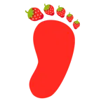 huellas de pies + fresa