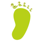 huellas de pies + serpiente