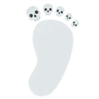 huellas de pies + calavera