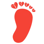 huellas de pies + corazón roto