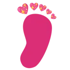 huellas de pies + corazón brillante