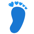 huellas de pies + corazón azul
