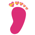 huellas de pies + corazón con lazo