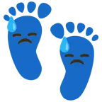 huellas de pies + cara con sudor frío