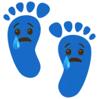 huellas de pies + cara llorando