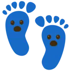 huellas de pies + cara con la boca abierta