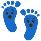huellas de pies + cara estupefacta
