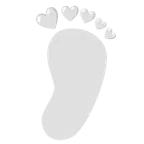 huellas de pies + corazón blanco