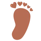 huellas de pies + corazón marrón