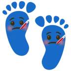 huellas de pies + cara con termómetro