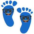 huellas de pies + cara de empollón