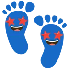 huellas de pies + cara sonriendo con estrellas