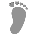 huellas de pies + corazón gris