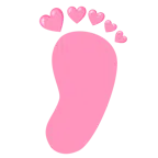 huellas de pies + corazón rosa