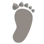 huellas de pies + piedra